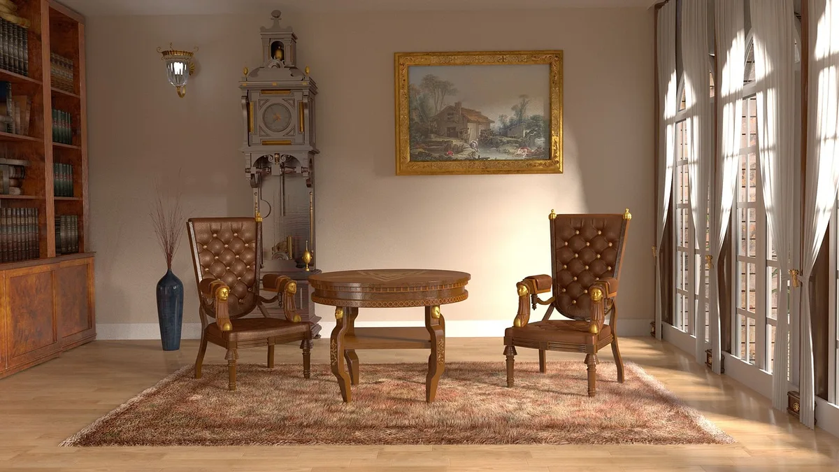 Fauteuil en osier placé dans un salon lumineux près d'une table basse
